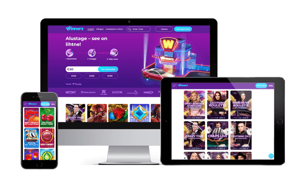 winnerz kasiino website screens